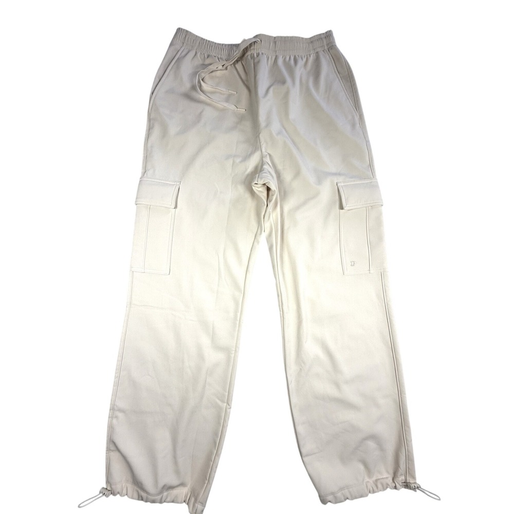 Victoria Secret PINK Cargo Sweatpants L White‎ Fleece Wide Leg Balloon Pants NWT